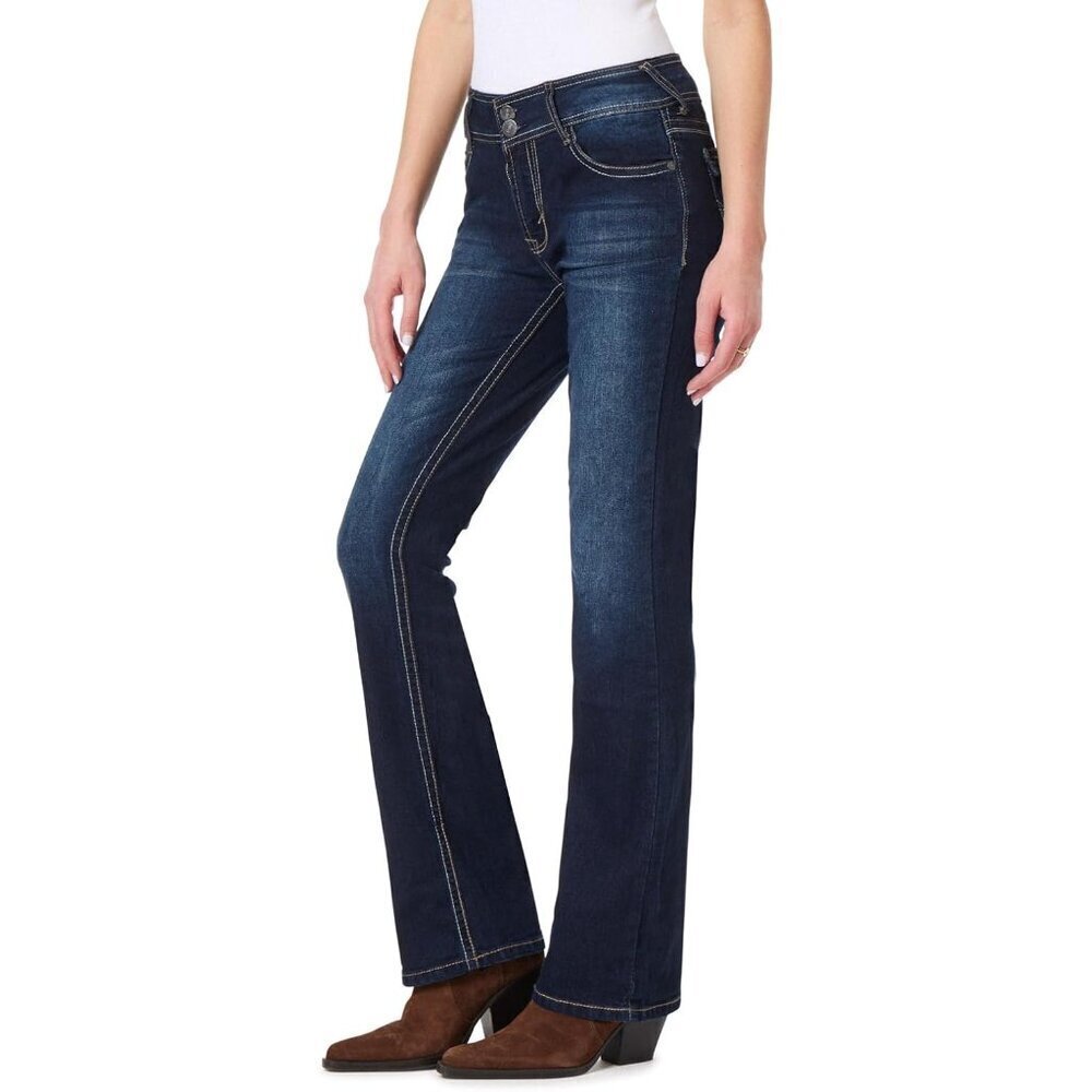 Women’s Bootcut Jeans Mid Rise Curvy Insta Stretch Denim Size 0-24